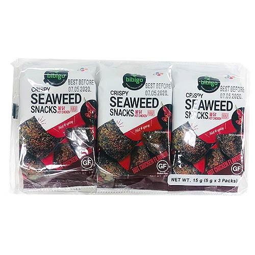 55 Bibigo Snack Gim, Seasoned Seaweed (Buldak) Exp.D. 9/21/2024